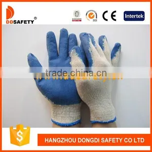 DDSAFETY 2017 Beige Cotton Knitted Blue Latex Coated on Palm Work Safety Gloves thumbnail-1