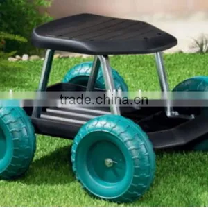Seat Cart Four-wheel Rolling Garden Work Seat Cart With Plastic Storage Tray TC4501P thumbnail-1