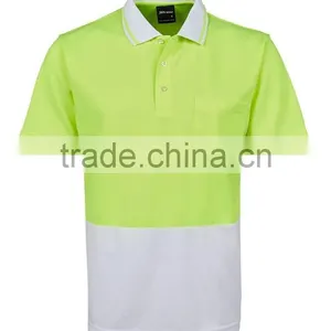 Custom Polyester Quick Dry Fit Fabric Workwear T-shirt Contrast Lime Traditional Style hi Vis Polo thumbnail-2