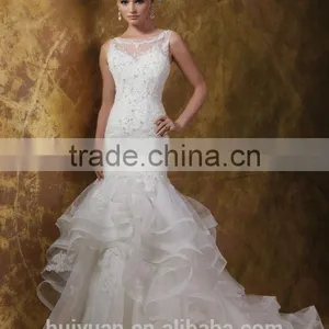 Hot Sexy off Shoulder Mermaid Lace Wedding Dresses High Neck thumbnail-1
