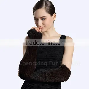 CX-A-58A Ladies Fashion Genuine Mink Fur Leather Gloves thumbnail-3