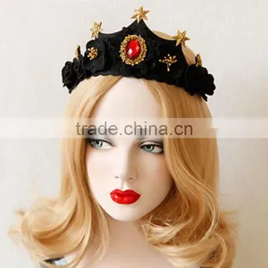 Queen Style Hair Bands for Women Elastic Crown Hair Accessories Girls Lace Wedding Hair Hoop thumbnail-1