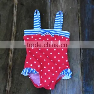 Boutique Kids Girls Swimwear 2016 Beach Wear Children Swimsuit White Polka Dot Bathing Suit Playsuit thumbnail-2