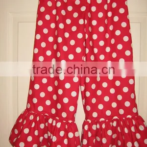 High Quality Wholesale Kids Casual Pants Lovely Chevron Ruffle Leggings Cotton Baby Girls Cotton Trousers thumbnail-5