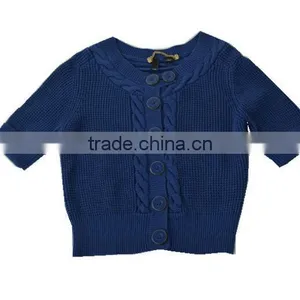 2014 Girl's Lovely Round Neck Short Sleeve China Supplier Knit Cardigan thumbnail-1