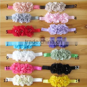 Wholesale Selling Children Headdress Flower Hand Sewn CHIFFON FLOWER Combined With Headband thumbnail-2