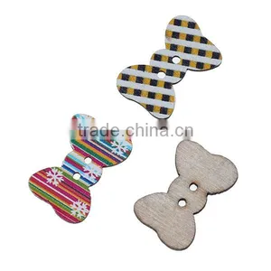 Wood Sewing Buttons Scrapbooking 2 Holes Bowknot Multicolor At Random Pattern thumbnail-2