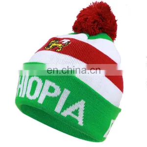 Plain Green Rib Knit Merino Wool Pom Beanie thumbnail-2