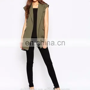 Ladies Removable Utility Belt Sleeveless Trench Jacket thumbnail-3