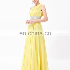 Grace Karin One Shoulder Long Yellow Formal Evening Dress Chiffon Floor-length Dresses Evening CL3419 thumbnail-2