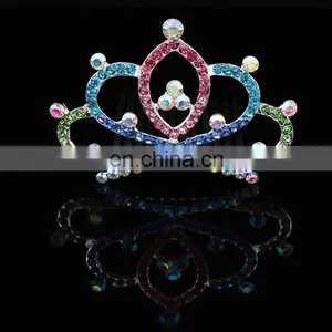 Korean Tiaras New Style White Rhinestone Mini Cute Crown Hair Combs thumbnail-1
