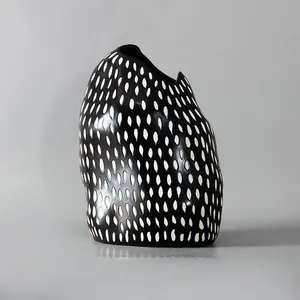 New Chinese Style Penguin And Stone Shapes Black And White Spots Ceramic Decoration For Home thumbnail-4