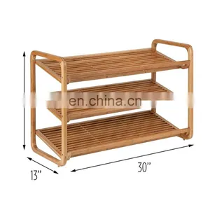 3 Tier Bamboo Bench Shoe Rack Storage Home Organizer Shelf Shoes thumbnail-5