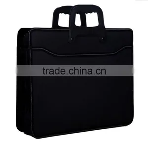 Leather Zipper Briefcase With Handle thumbnail-1