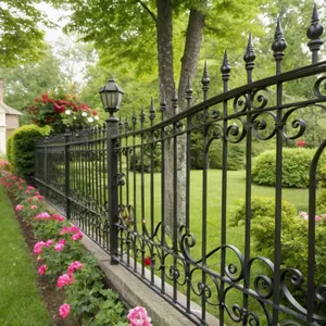 Outdoor Wrought Iron Steel Fence Panels for House Backyard and Perimeter Security thumbnail-2