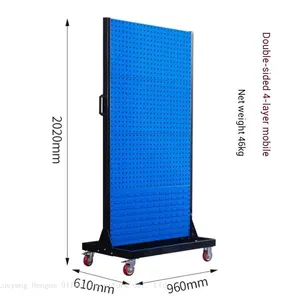 Steel Vertical Double Sided Pegboard Organizer Cart With Plastic Parts Bins for Automotive Repair Shop Storage -China Factory Wholesale thumbnail-2