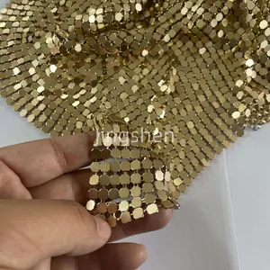 Flexible Plain-weave Aluminum Mesh Curtain Fabric, Woven Glittery Metallic Fabric Curtains thumbnail-2