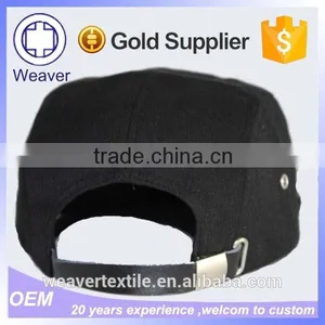 Wholesale Blank Black Plain Metal Buckle 5 Panel Hats Custom Snapback Trucker Cap thumbnail-3