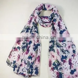 Selling Latest Design Cheap Colorful Flower Printed Scarf thumbnail-5