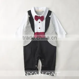 2016 Hot Sale Spring & Autumn Kids Clothes Gentleman Organic Cotton Fake 2pcs Jumpsuits 2 Color Handsome Boy Kids Rompers thumbnail-2