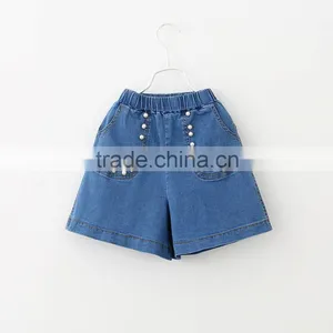 Girl Clothing Korean Cute Baby Girl Beaded Clothes Shorts 2016 New Summer Girl Pearl Pocket Jeans Lovely Girl Short Pants thumbnail-4