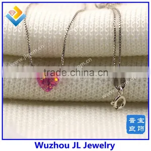 2015 Fashion Heart Opals Necklace Op22 10mm Heart Opal 925 Silver Necklace Jewelry thumbnail-3