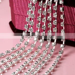SS6 to SS38 Silver Plating Wholesales AAA Quality Shinny Crystal Cup Roll Rhinestone Chain for Jewelry Cheapest thumbnail-1