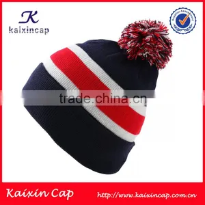 Plain Pom Pom Knitted Beanie Hat With Custom Your Design Logo thumbnail-2