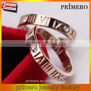 2016 New Pattern Roman Number Finger Rings Stainless Steel Fashion Jewelry Brand Rose Gold For Women thumbnail-1