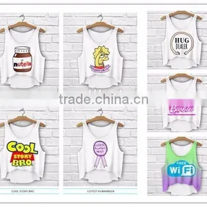 Fashion Design Women Summer Monster Wide Tank Top Custom Printed Crop Top thumbnail-6