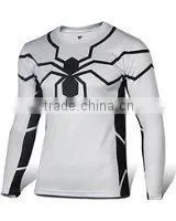Polyester Spandex Long Sleeves White Compression Shirt / Rash Guard With Spider Design thumbnail-1