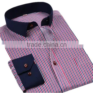 Button Cuff Collar Gingham Long Sleeve Men Woven Shirt,2015 Latest Design Mens Long Sleeve Plaids Shirt Pink 40 Cotton Shirt thumbnail-2