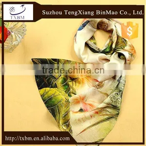 Beautiful 100% Silk Paint Printed Long Silk Scarves Scarf thumbnail-1