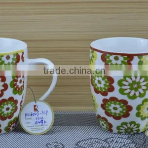 14OZ Flower With Dot Design Decal Printed Coffee Cups, Shiny Surface Porcelain Mug, KL5001-A403 thumbnail-4
