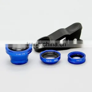 Hot Selling Universal 3 In 1 Clip On Fish Eye Macro Wide Angle Smartphone Camera Lens for Samsung Galaxy j5 thumbnail-3