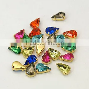 Mixed Sew on Rhinestone in Settings, 10x6x5mm, Hole: 1mm, 1000pcs/bag(GACR-A001-6x10-G) thumbnail-1