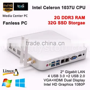 Popular Multimedia pc FMP02-1037UC With Dual Core 4 Threads Intel HD Graphics 1*HDMI+1*VGA+1*LAN Dual Display thumbnail-1