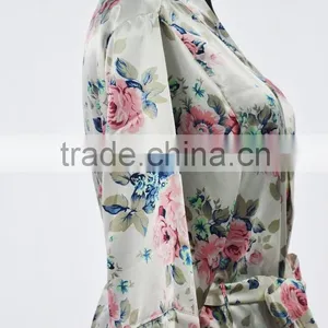 Factory Print Flower Bath Robe thumbnail-2