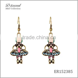 Hot New Designs Ladies Jewellery Earrings Vintage Dancing Girl Silver Plating Drop Earrings thumbnail-1