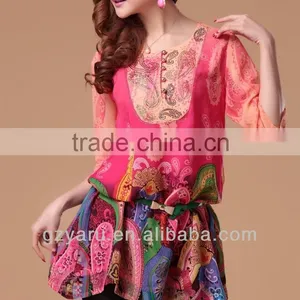 2014 Floral Print Midi Dress Printed Silk Floral Dress Fabric thumbnail-1