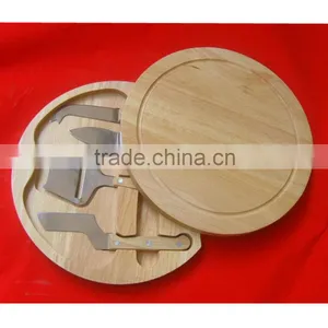 High Quality Round Wood Chopping Board With Knives 26x26x3.7cm thumbnail-1