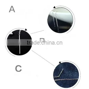 925 Sterling Silver Ball Dangle Long Line Thread Threader Earrings thumbnail-4