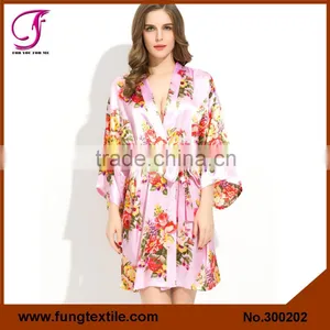 FUNG 300202 New Design Women Floral Satin Robe thumbnail-2