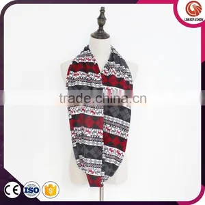 Wholesale Deer Print Infinity Scarf Fleece Snood Custom Scarf Soft Polar Plush Aztec Loop Scarf thumbnail-1
