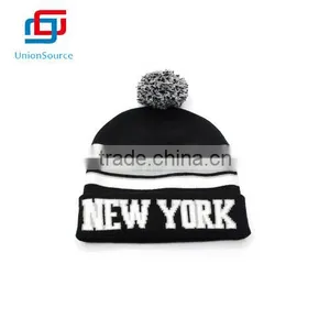 Hot Sale Acrylic Knitted Winter Hat With One Ball thumbnail-1