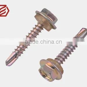 2015 Hot Sales 6.8 Grade Carbon Steel Zine Plated Hex Head Drilling Screws thumbnail-1