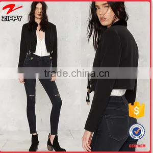 Latest Designs Plain Color Coat,Black Fancy Women Jacket 2016 thumbnail-1