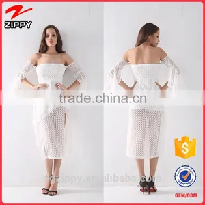 Latest Design Fashion Sexy Spring Off Shoulder White Apparel Dresses thumbnail-1