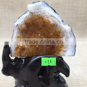 Natural Rock Brazil Topaz Crystal Citrine Cluster Decor Home thumbnail-6