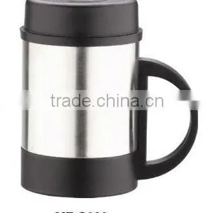 Double Wall Stainless Steel Coffee Cup With Plastic Handle and Lid thumbnail-1